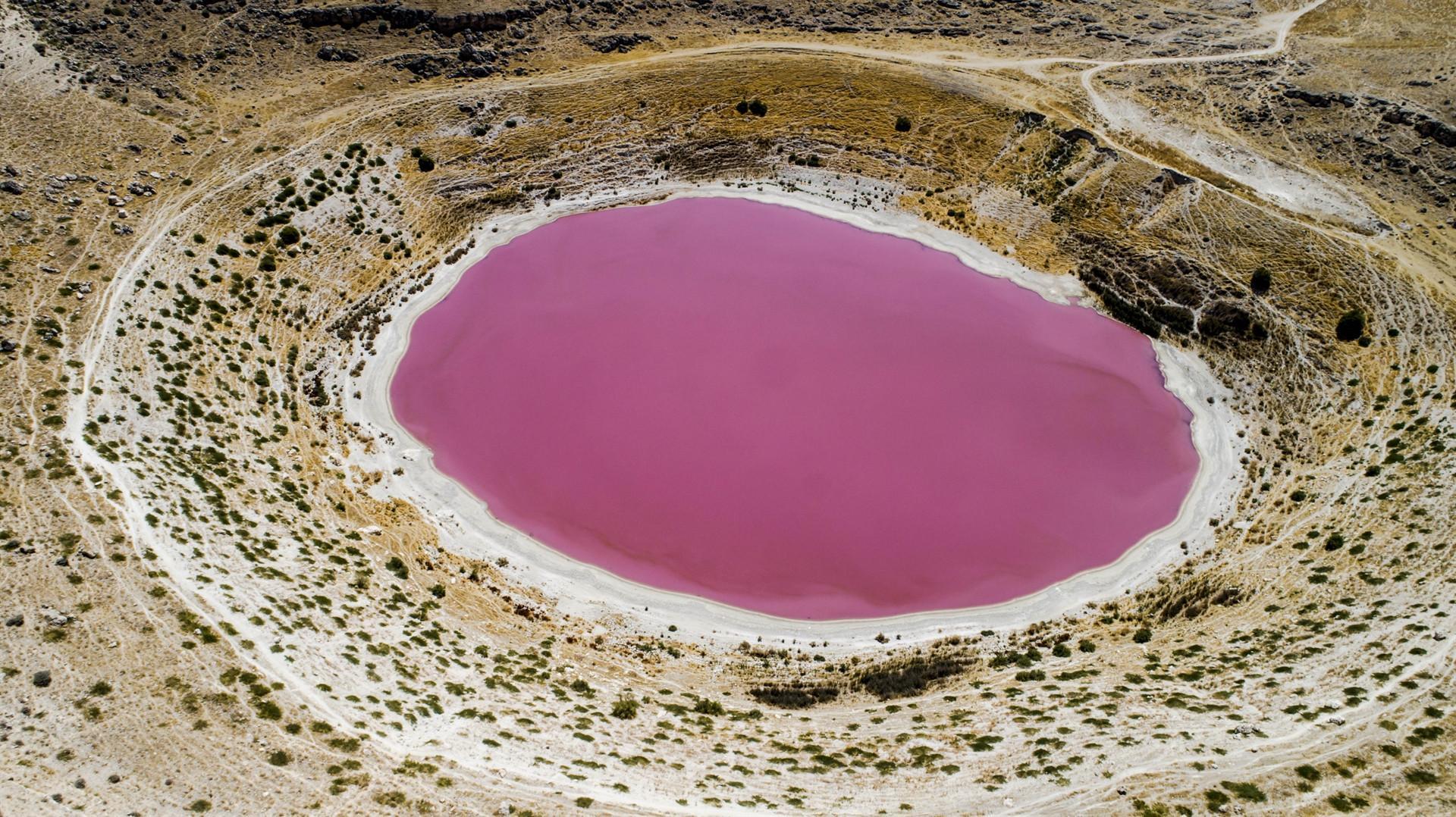Central Anatolian lake turns pink due to bacteria