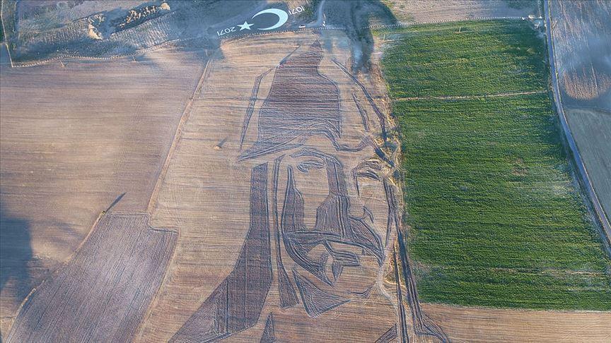 Alparslan’s silhouette drawn by tractor tilling to enter Guinness