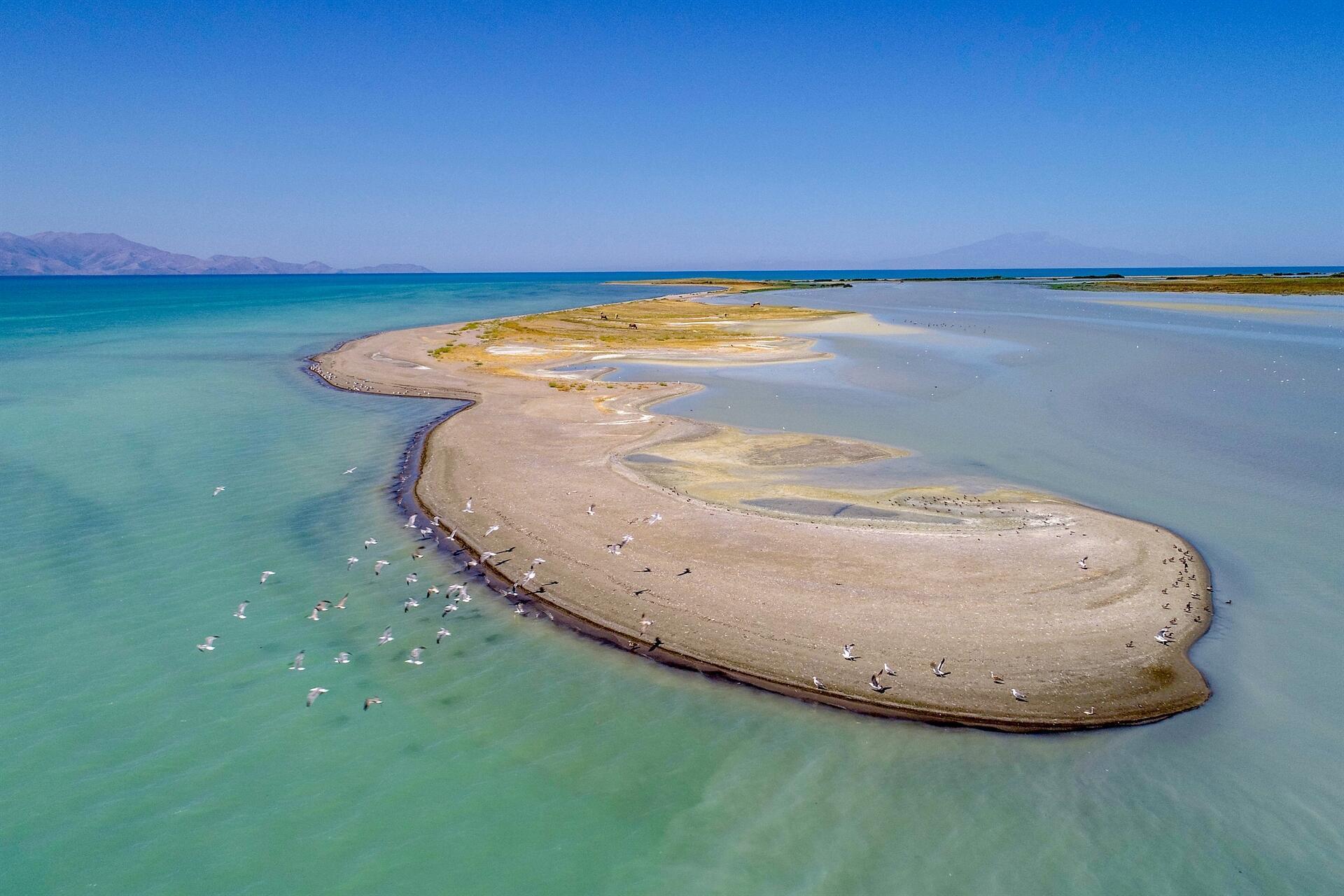 Lake Van turns white as water level recedes