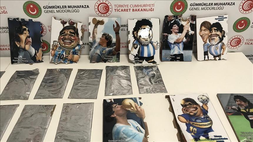 Cocaine stashed in Maradona pictures seized in Istanbul airport