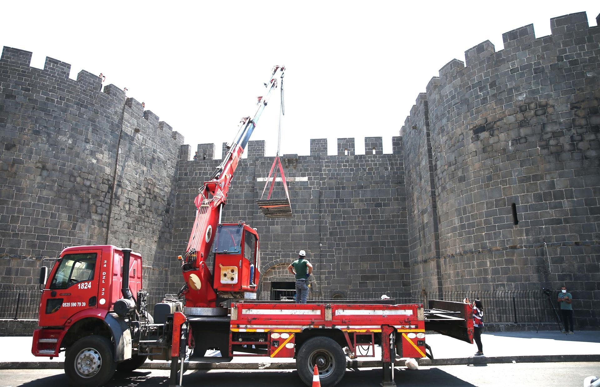 Medieval mountain gate installed