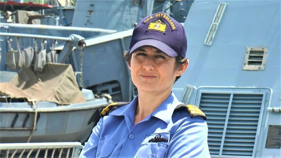 Female lieutenant leads combat operations center in corvette