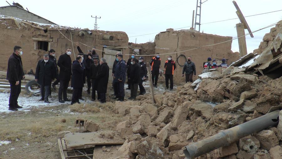 Houses damaged after earthquake in central Turkey