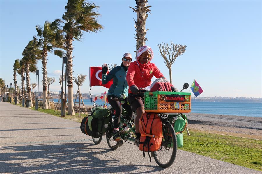 French couple touring on bikes reaches resort town