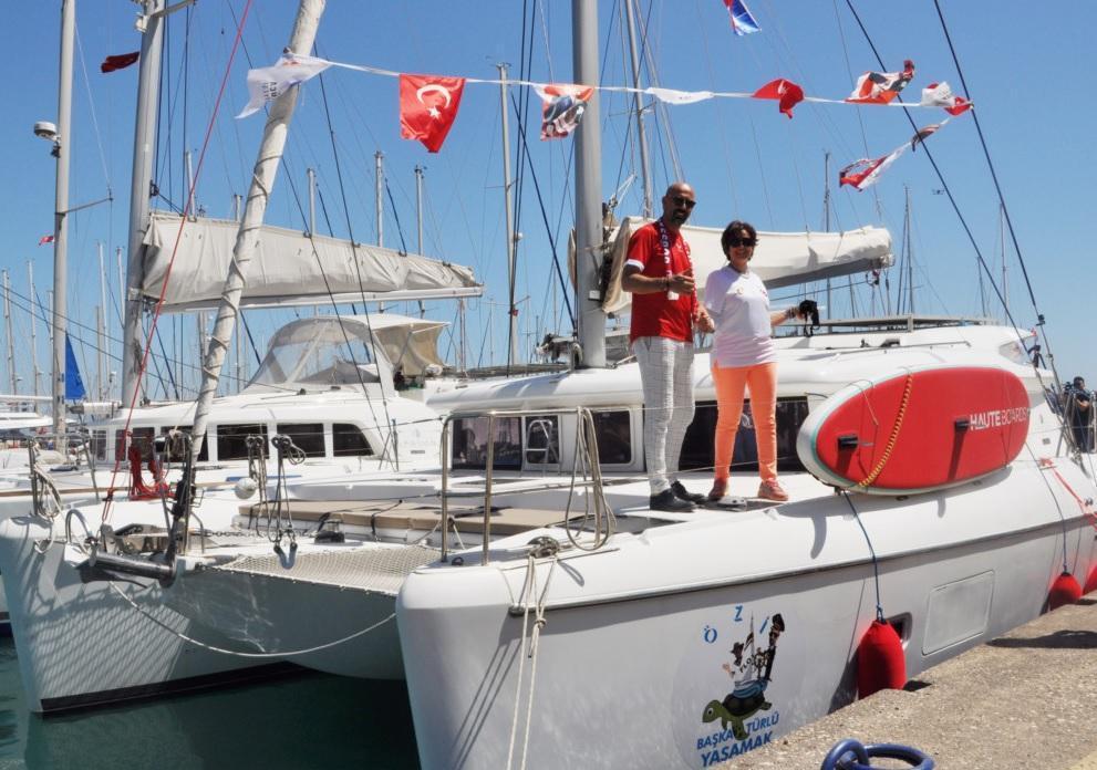Turkish couple sets sail for world tour with catamaran