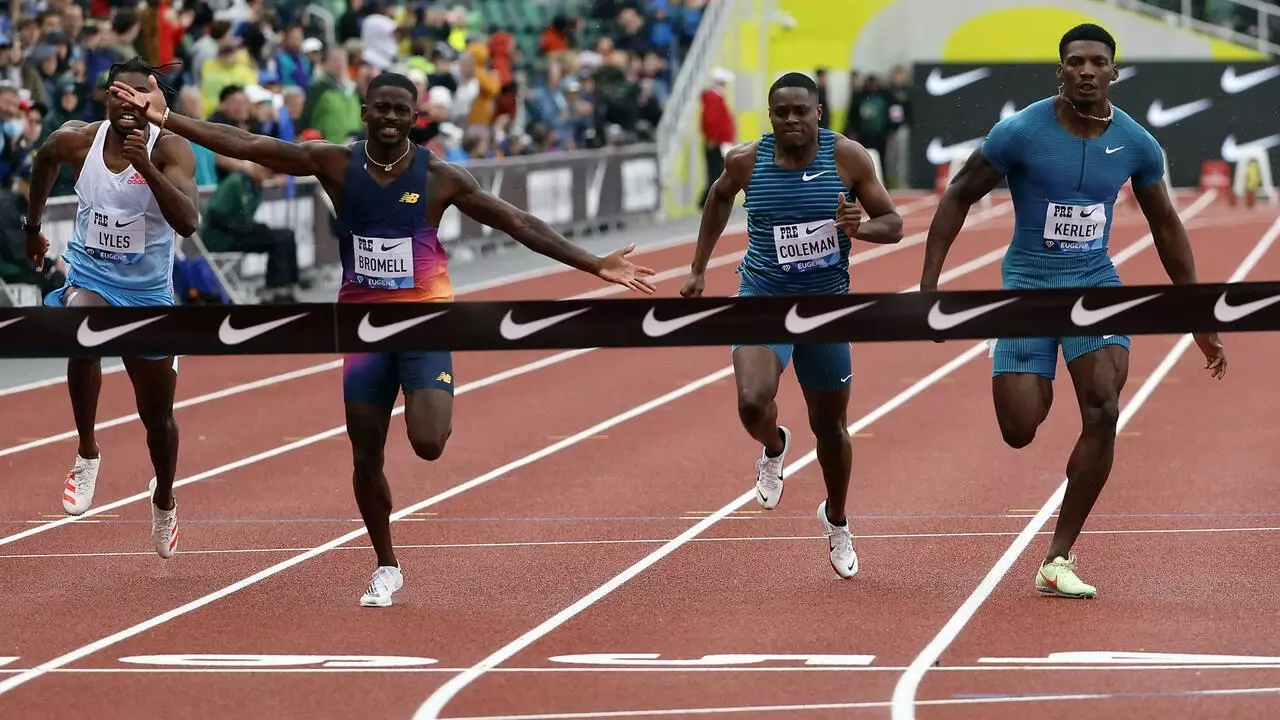 Bromell, Thompson-Herah bag 100m wins in Eugene