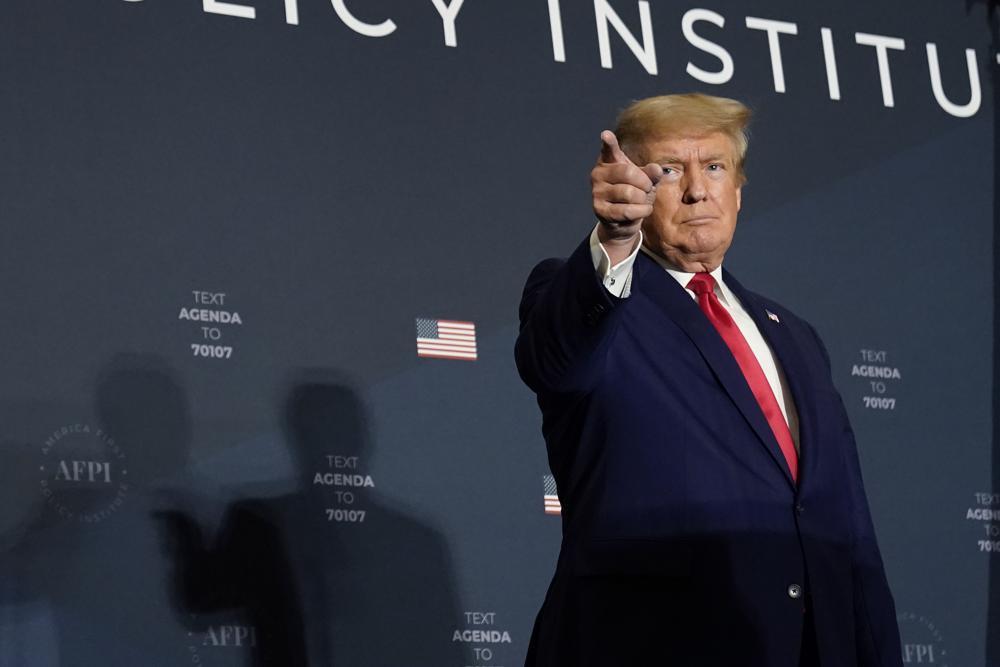 Trump back in Washington, repeating election lies