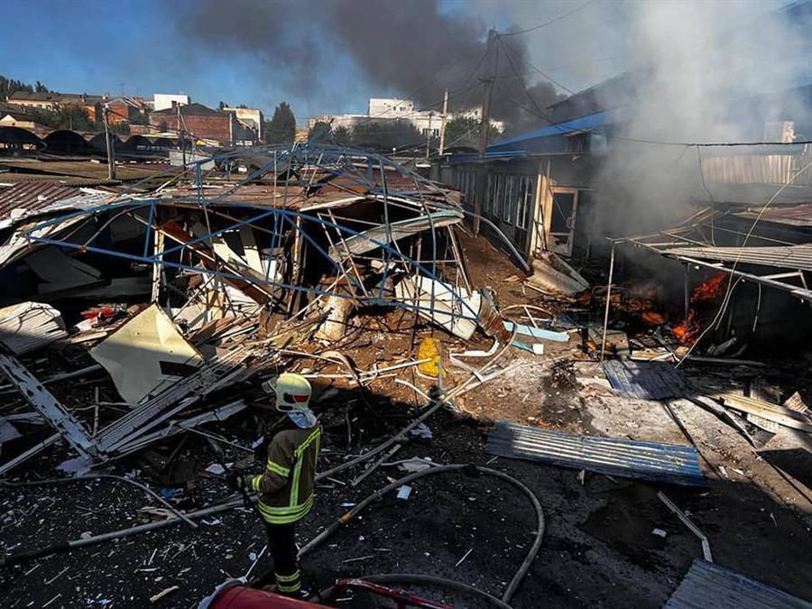 South Ukraine city pounded as Russia says Crimea navy HQ hit by drone