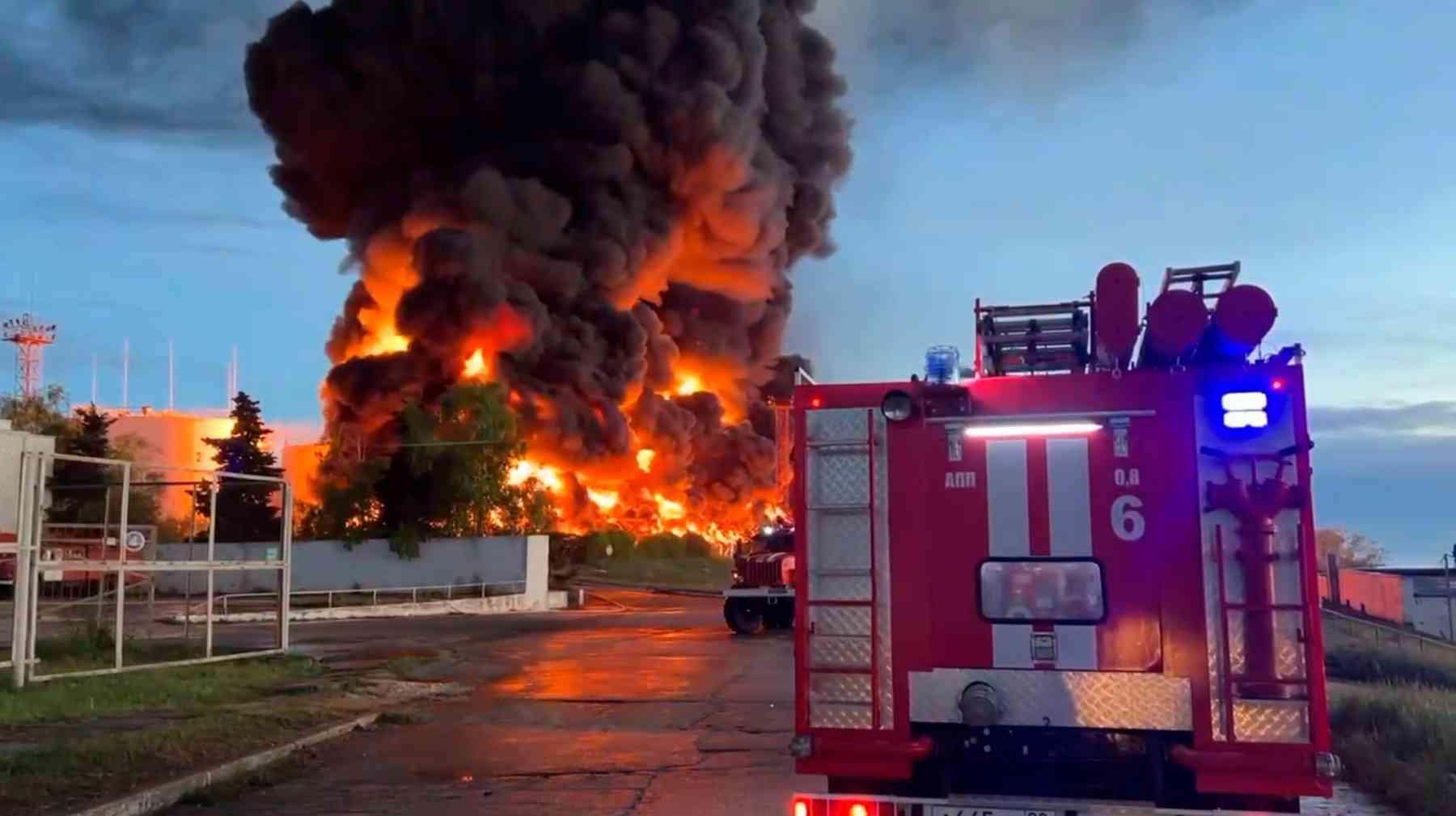 Russian official: Drone causes fire at Crimea oil reservoir