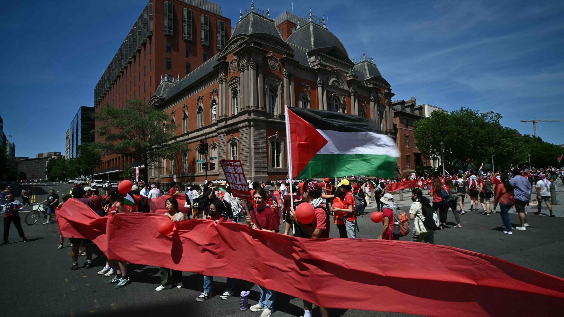 Gaza war protesters slam Biden in red line rally at White House