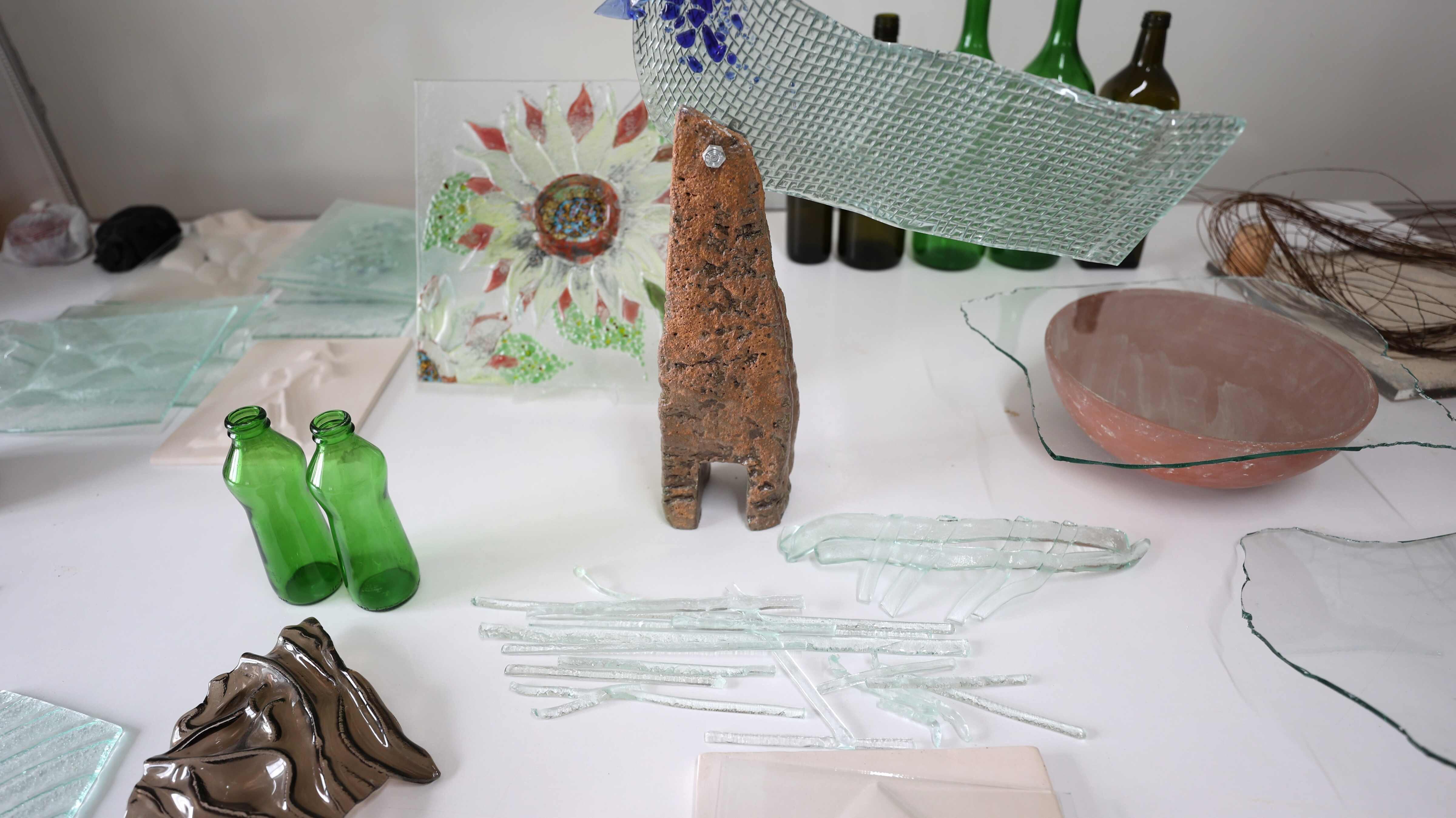 Glass bottles being repurposed into ornaments in Cappadocia