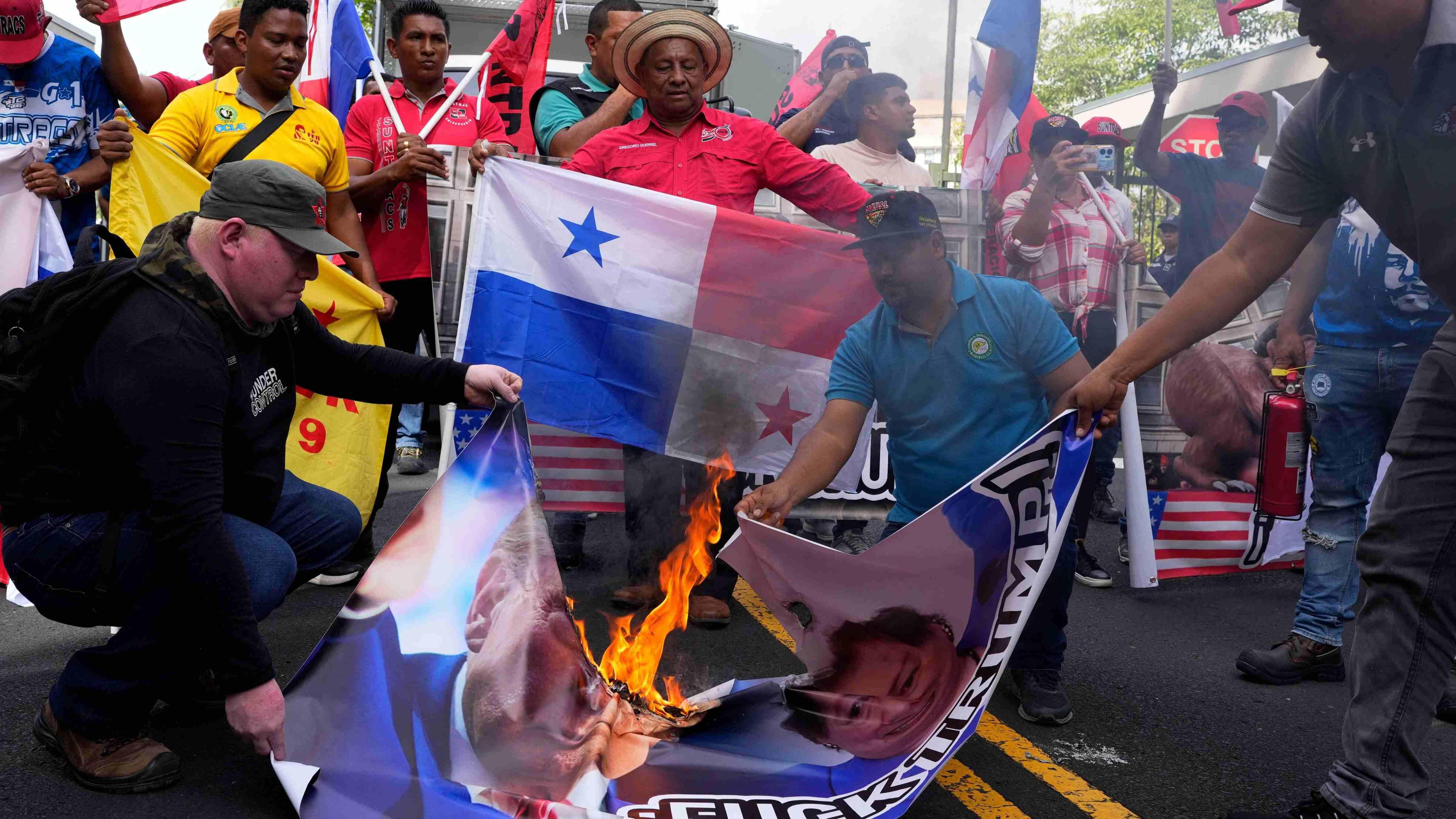 Panamanians protest public enemy Trumps canal threat