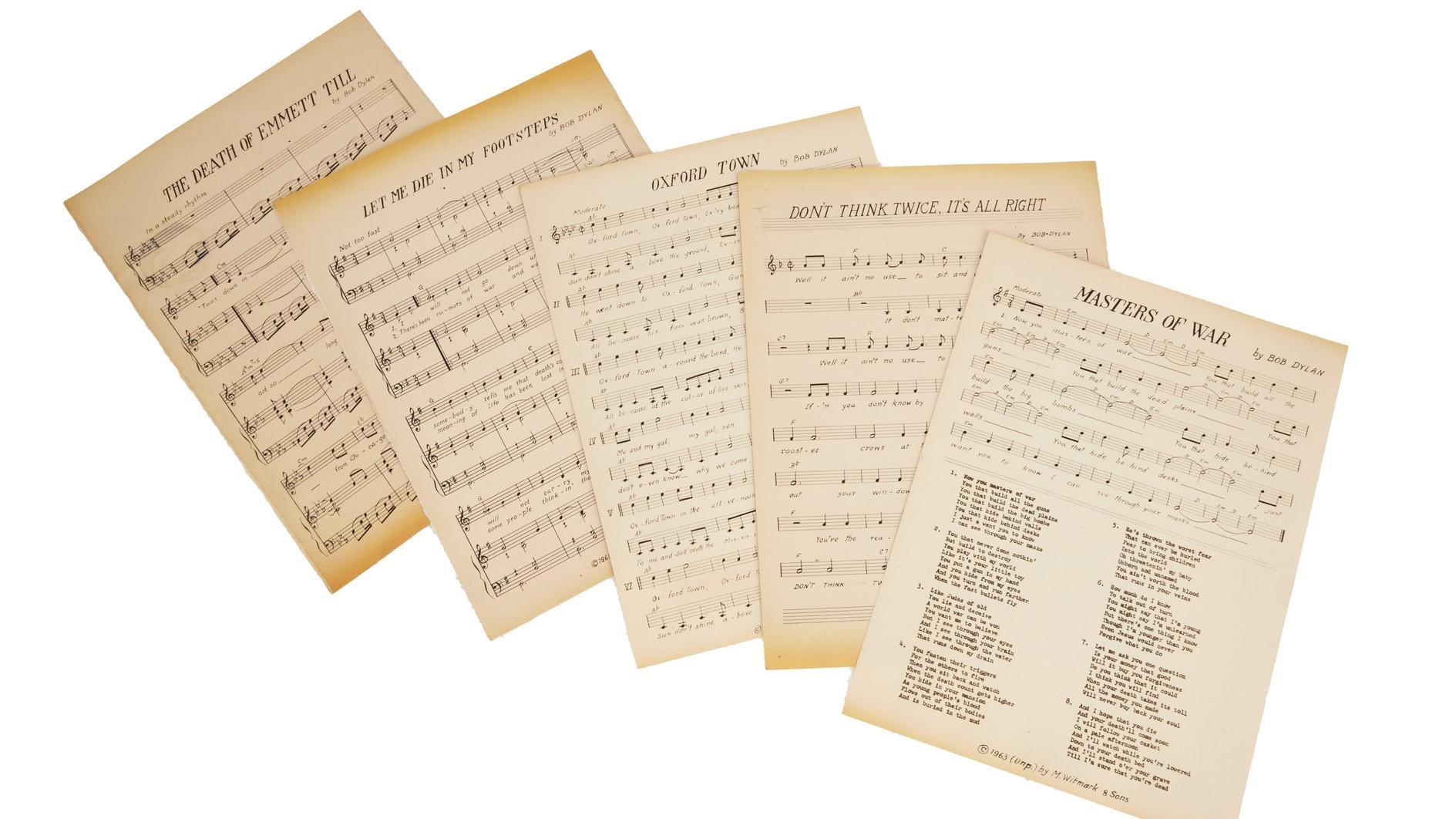Draft lyrics to Mr. Tambourine Man sell at US auction