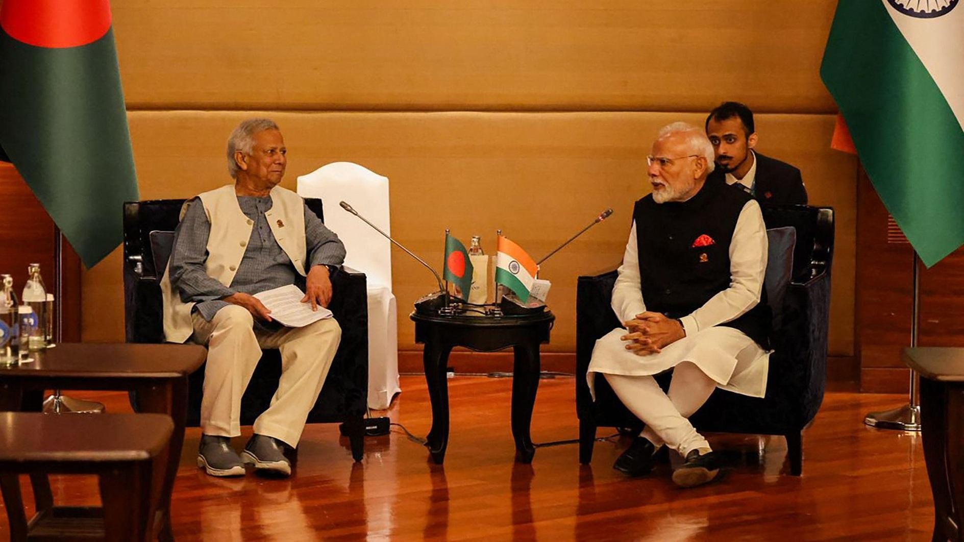 India and Bangladesh leaders meet for first time since revolution