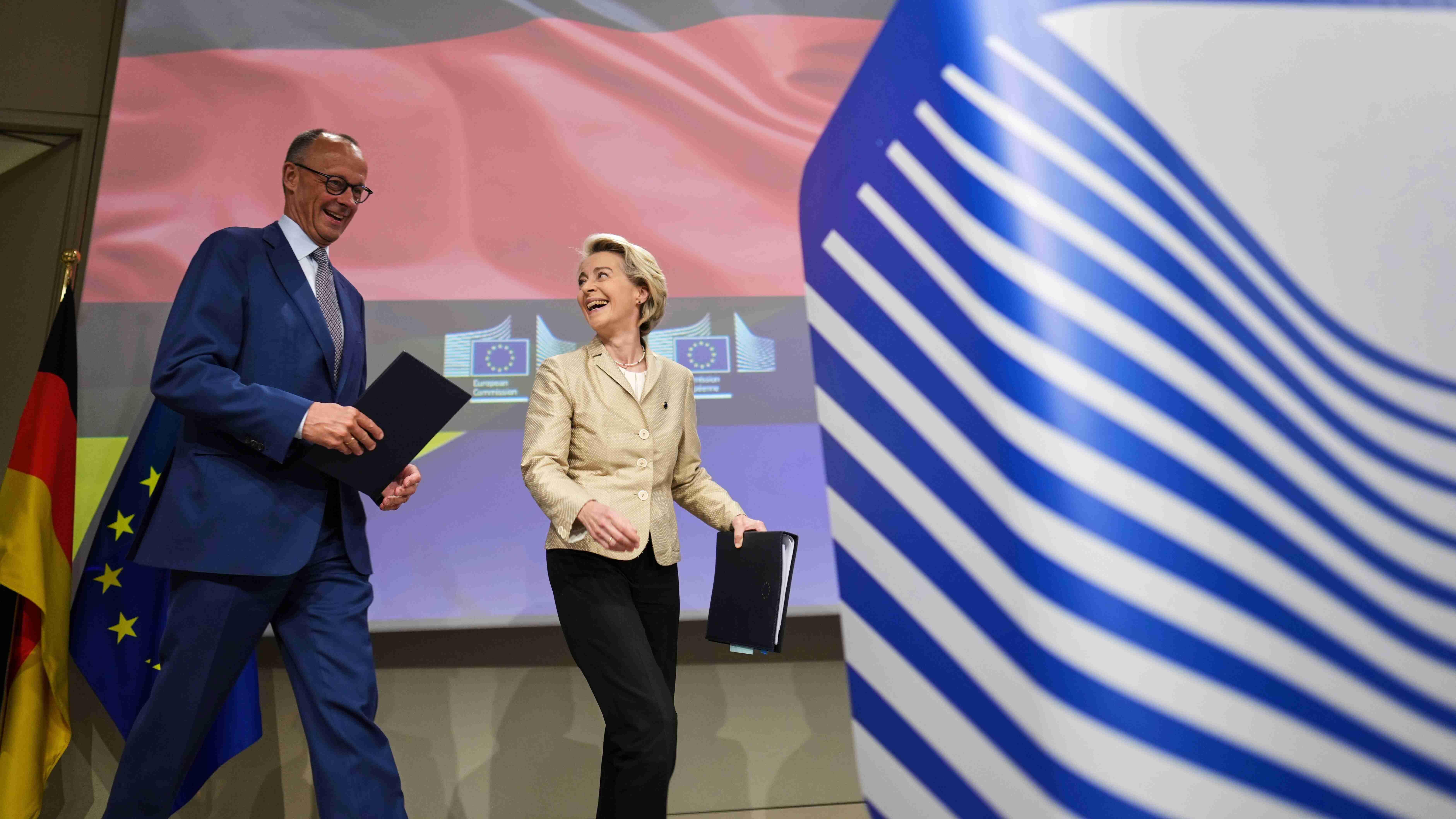 EU chief urges common European solution on migration as Merz visits