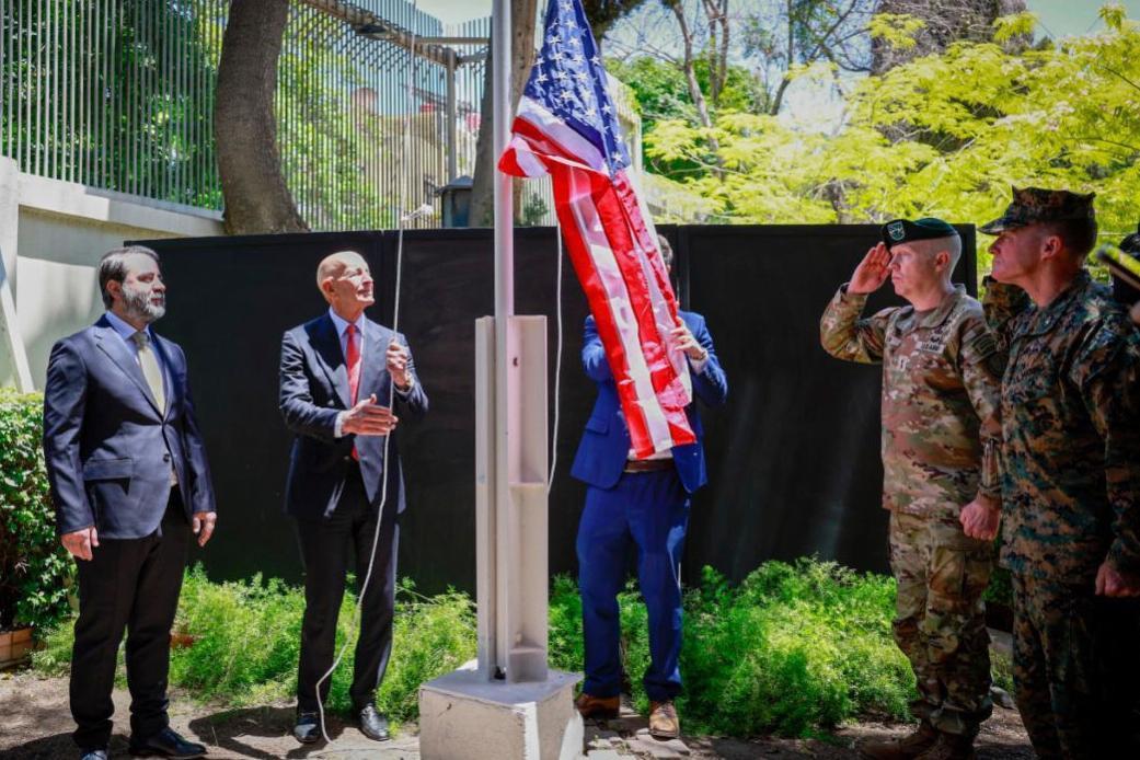 US envoy for Syria raises flag outside Damascus residence as Washington mends ties