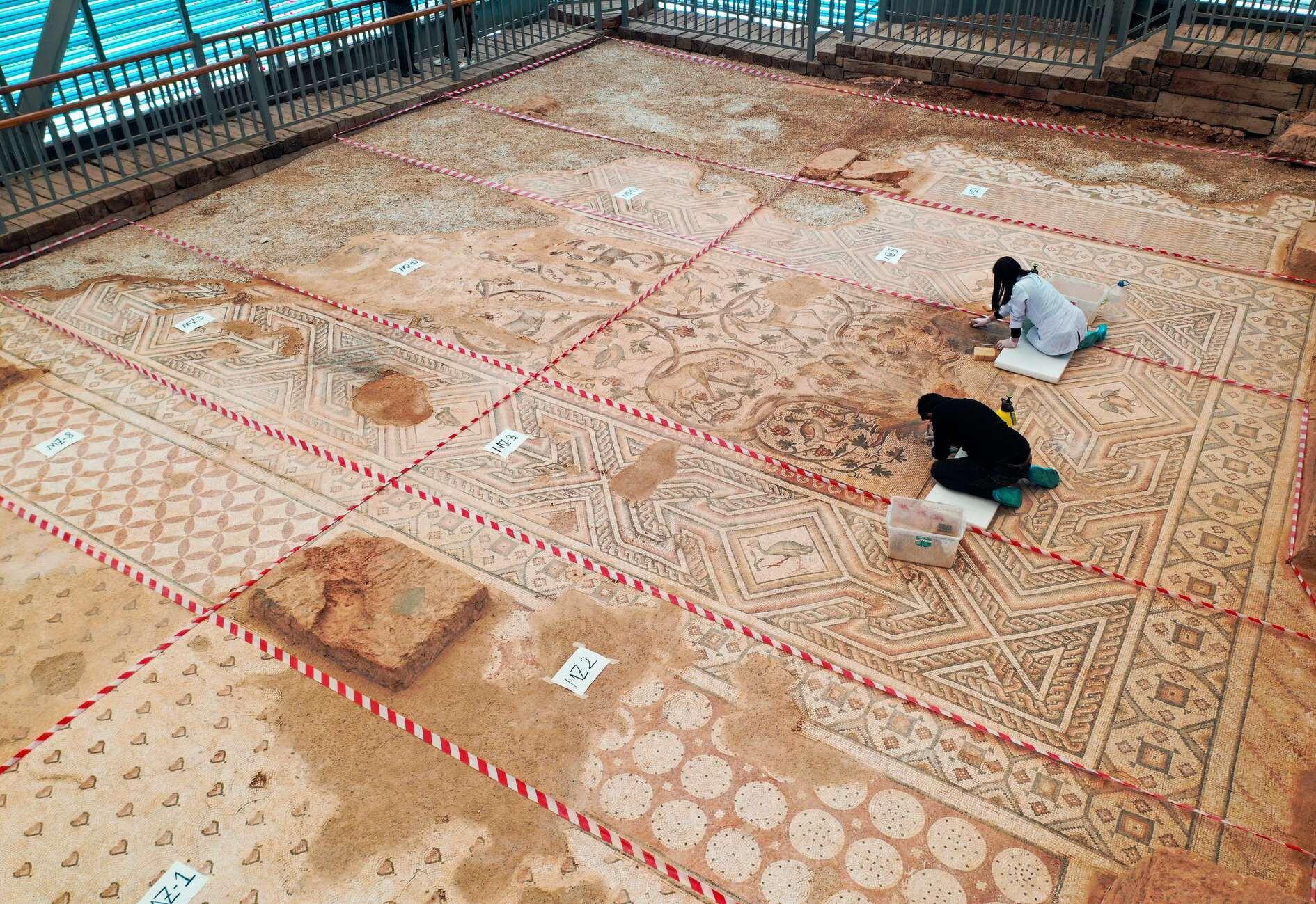 Historic mosaic in ancient city undergoes restoration
