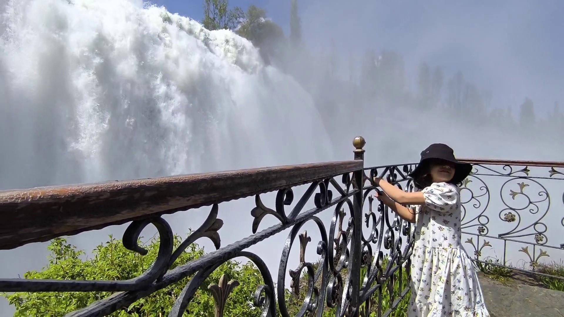 Erzurum waterfall roars to life as snowmelt swells flow