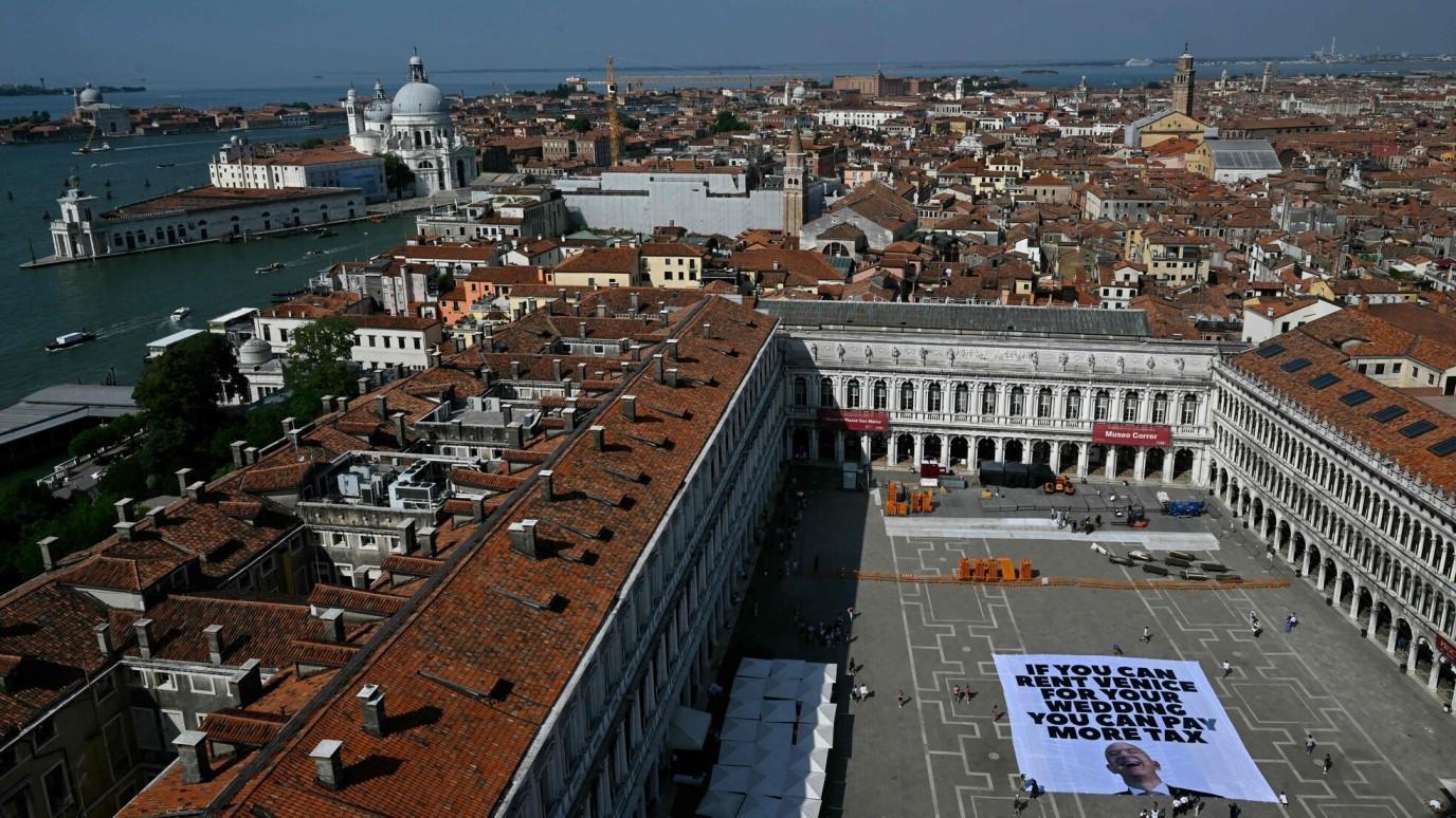 Protesters say Bezos Venice wedding highlights growing inequality