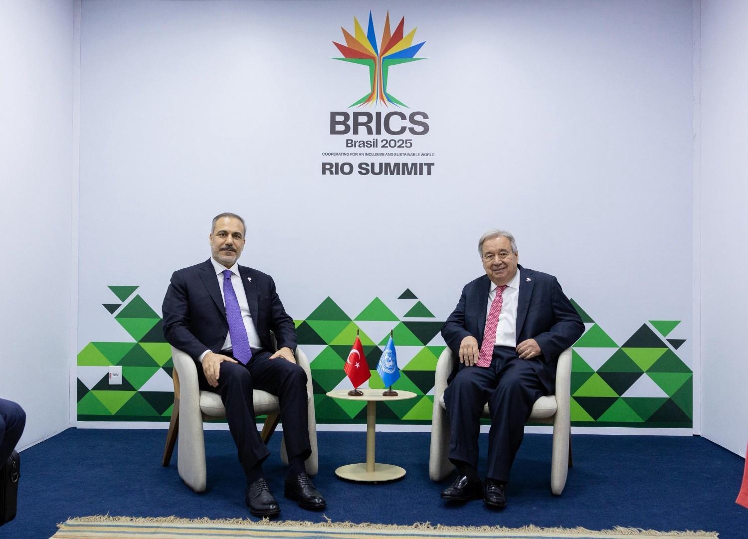 FM Fidan meets UN chief at BRICS summit in Brazil