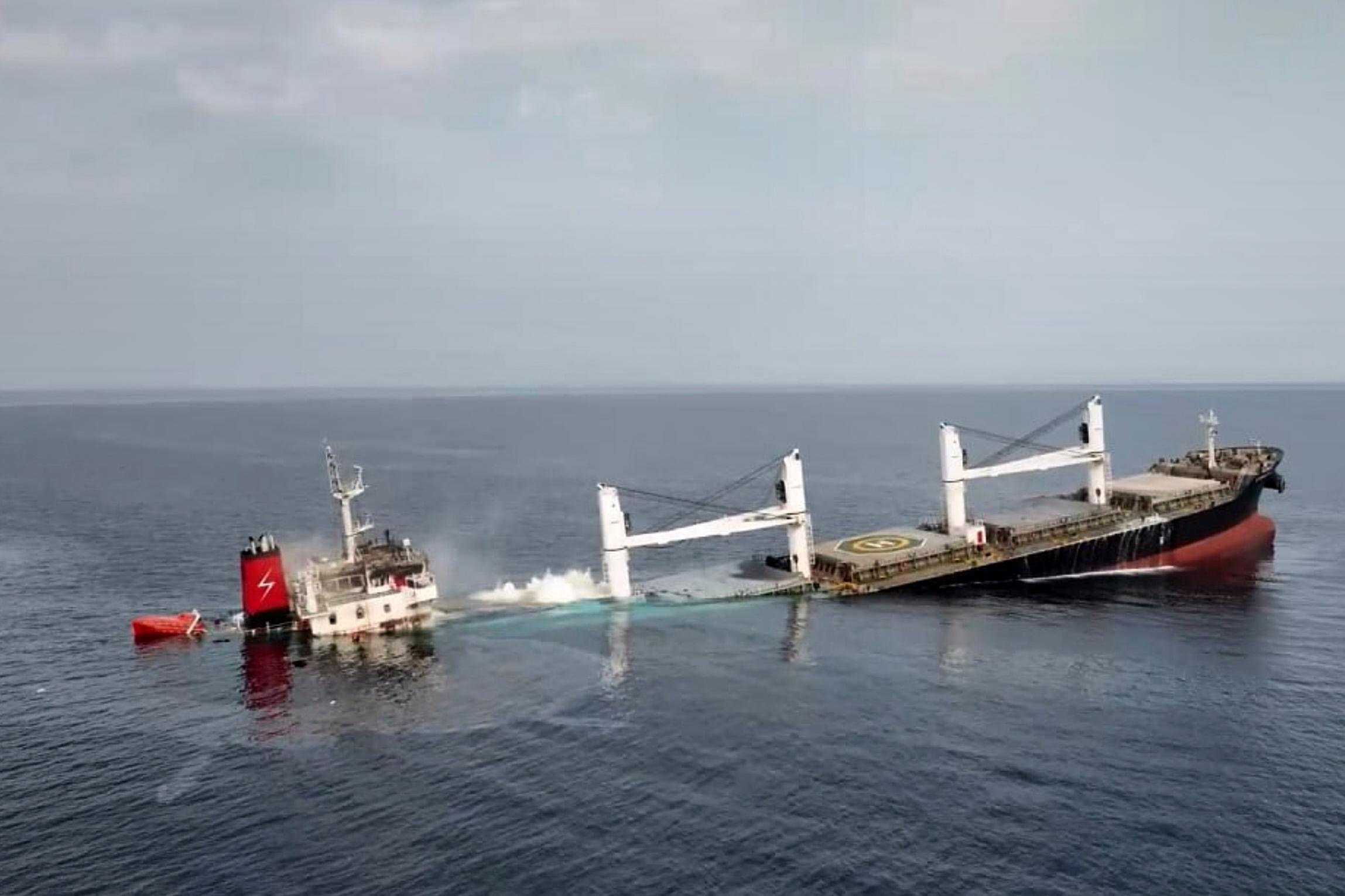 Ten rescued after deadly Houthi ship sinking off Yemen