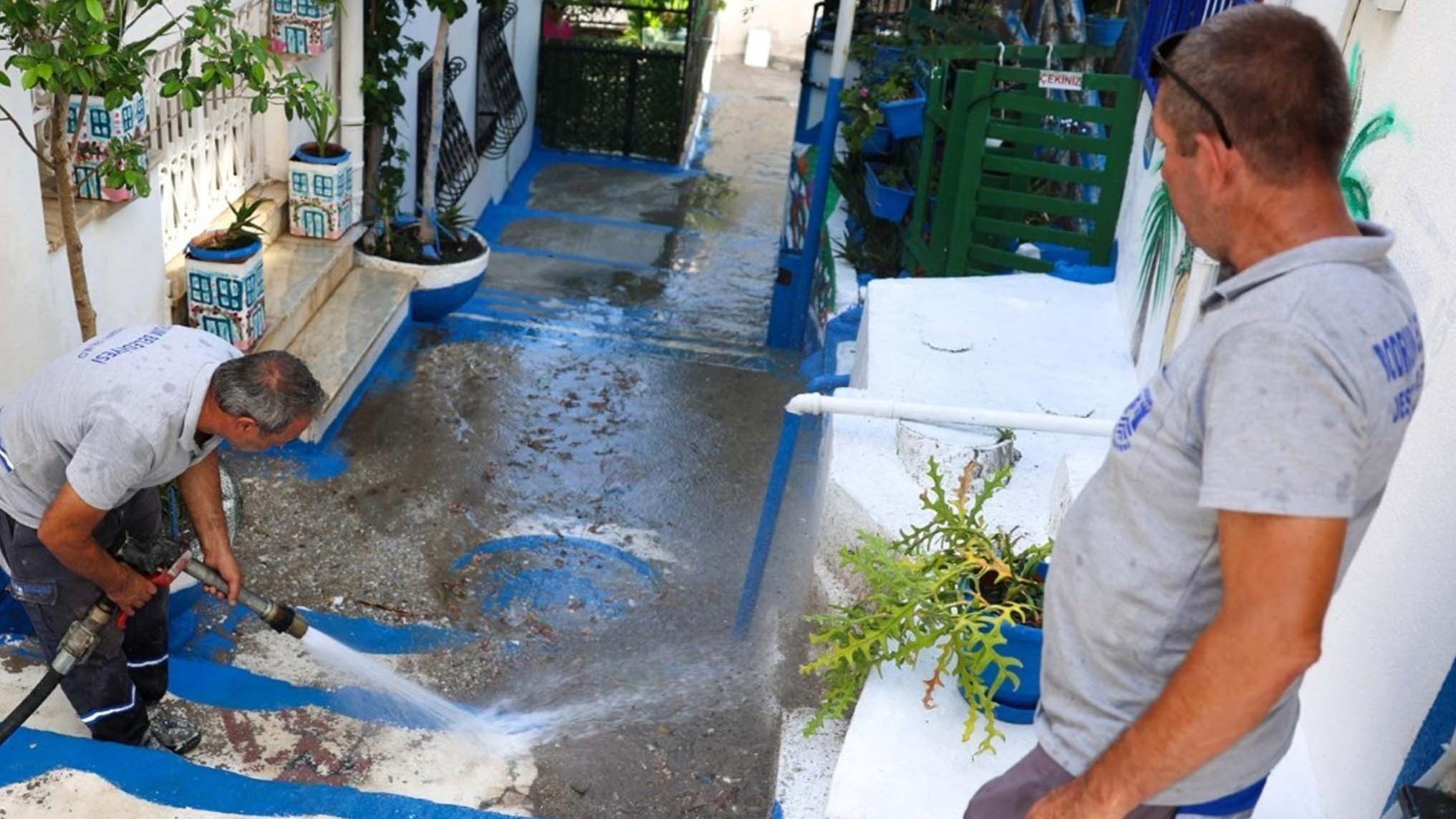 Bodrum streets transformed with iconic blue, white colors