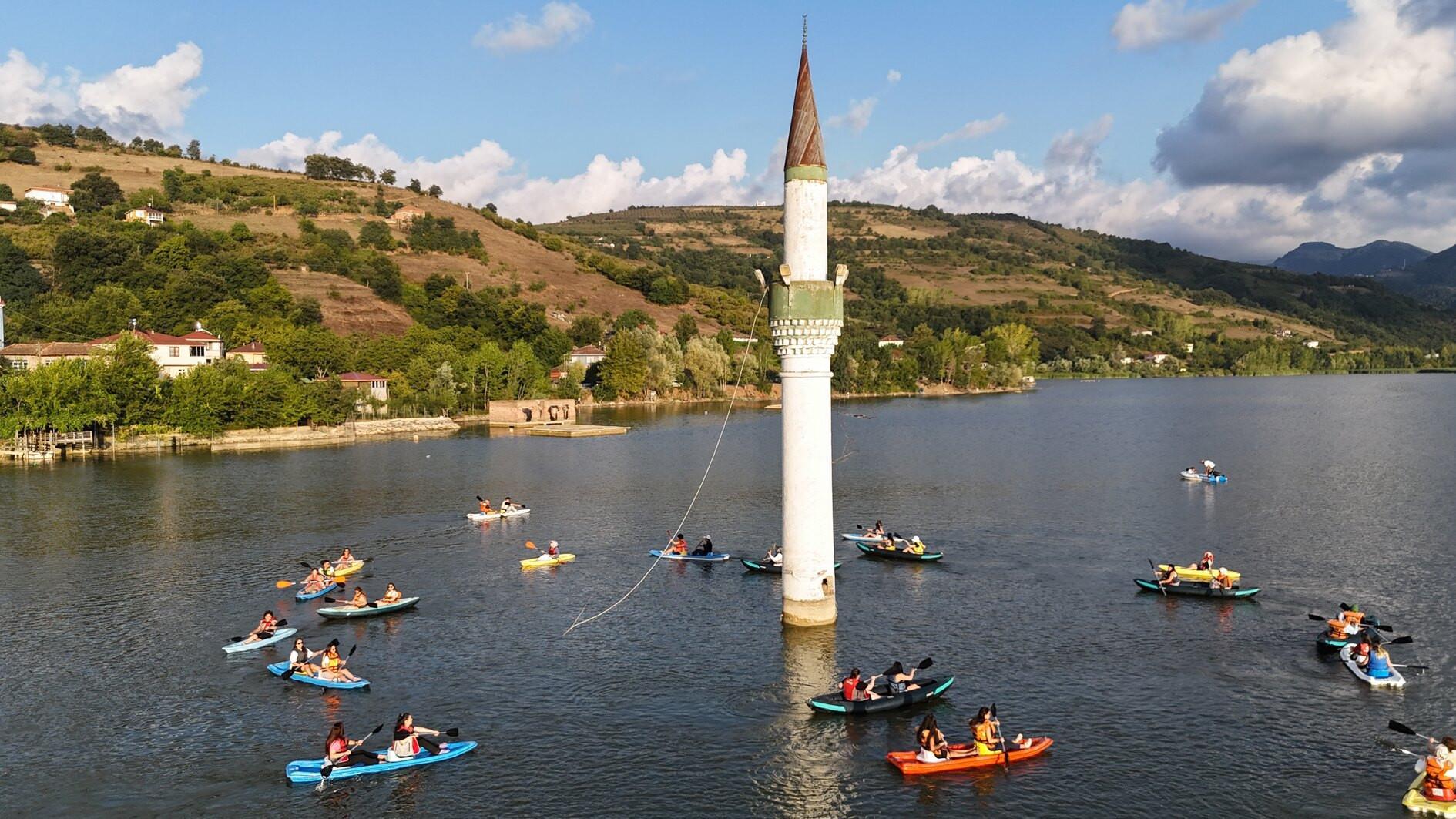 Submerged minaret in Samsun emerges as hub for water sports