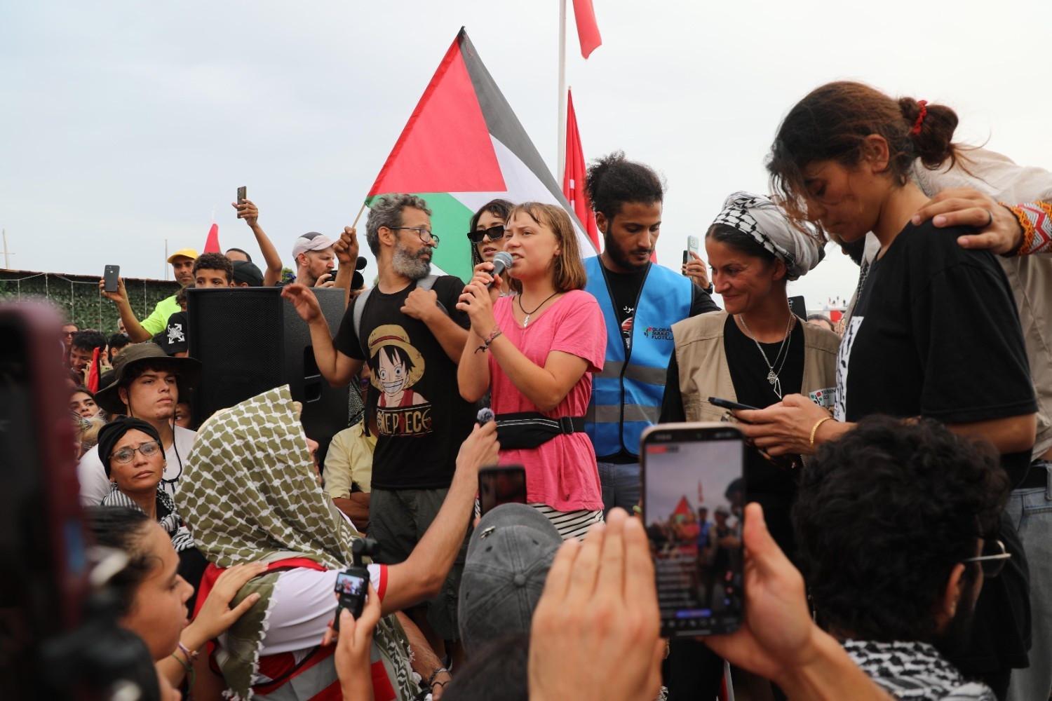 Gaza aid flotilla carrying Greta Thunberg departs Tunisia