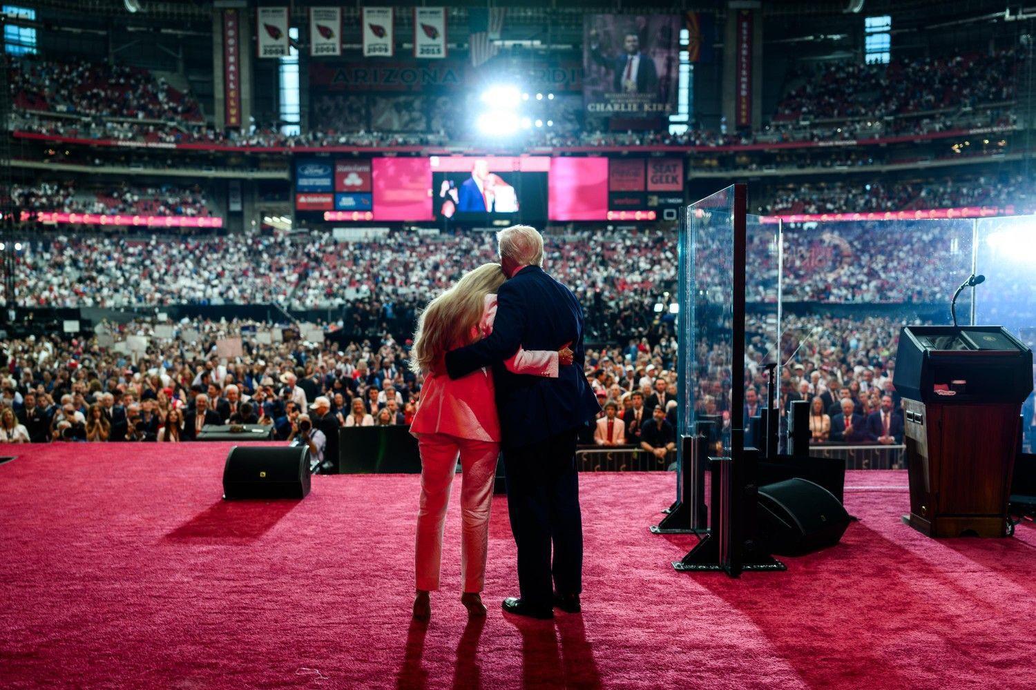 Trump praises conservative giant Kirk at mega memorial event