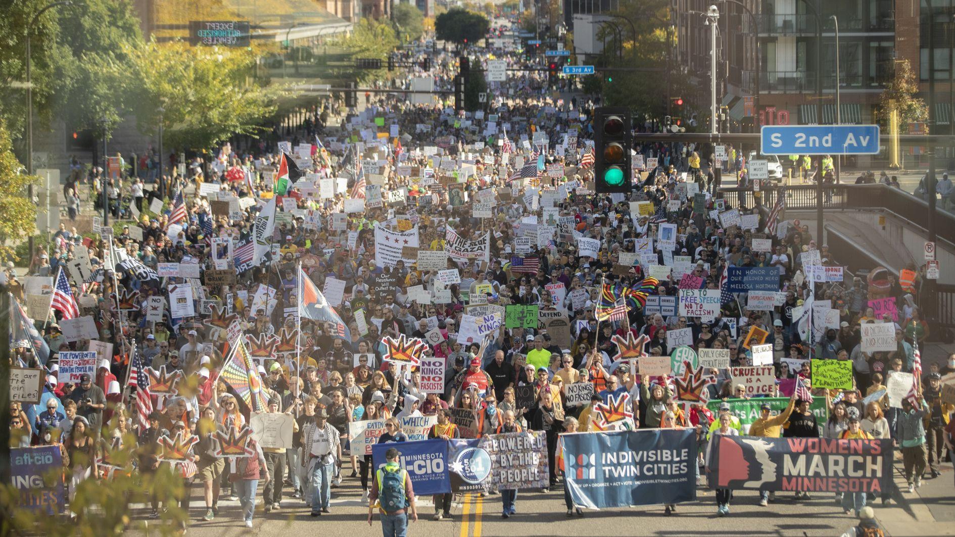Protesters out in force for anti-Trump No Kings rallies across US