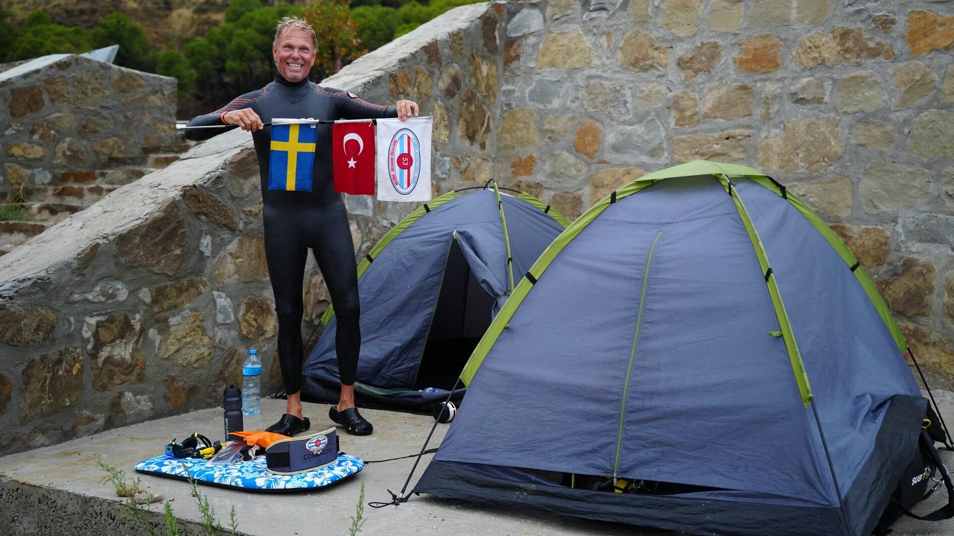 Swimmer marks one-year milestone in epic Istanbul to Stockholm voyage