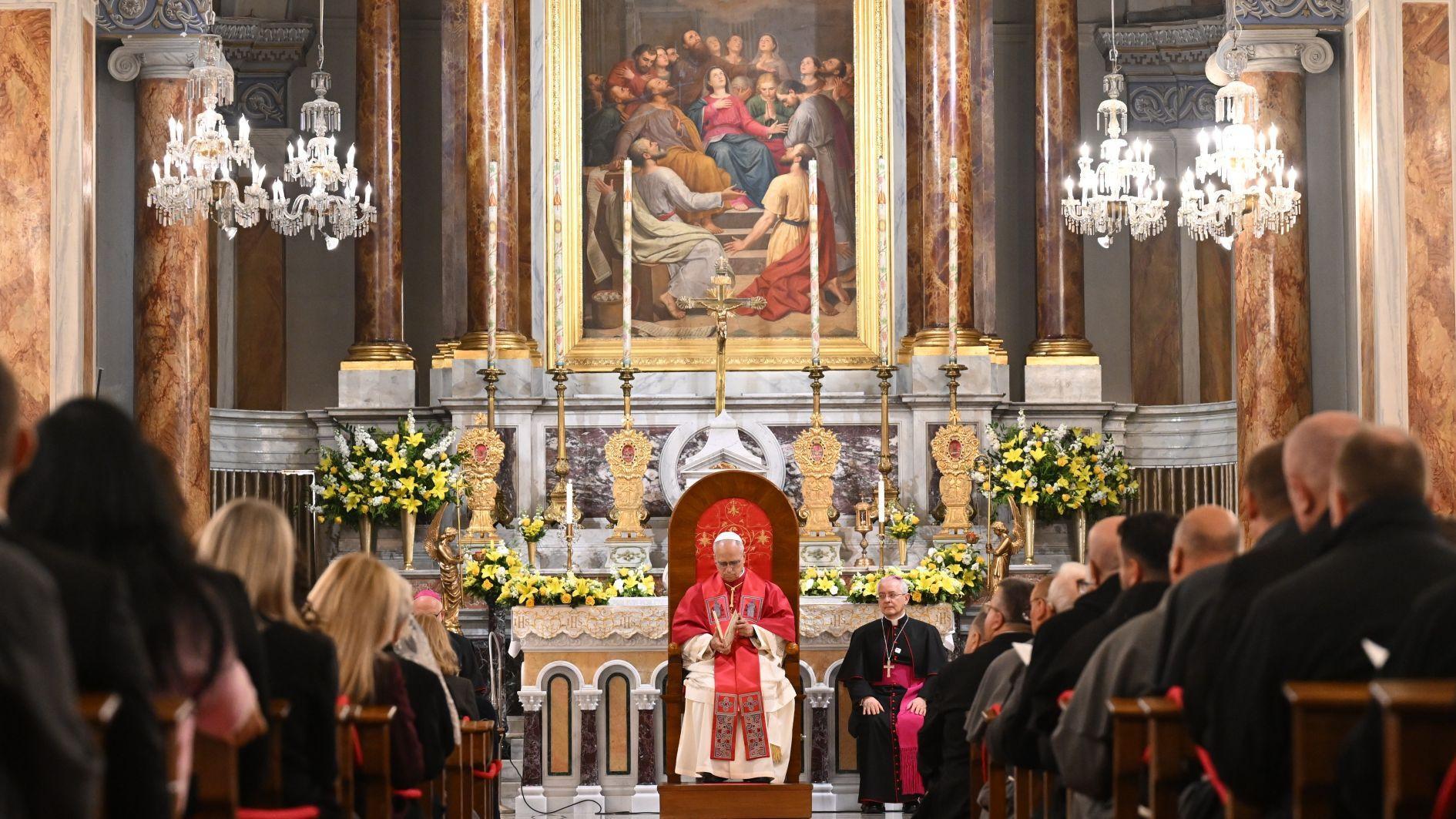 Pope Leo XIV meets clergy at Istanbul’s Saint Esprit Cathedral