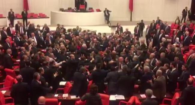 Fight erupts at Turkish Parliament