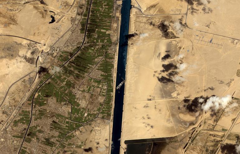 Turkish Satellite captures image of stuck Ever Given ship