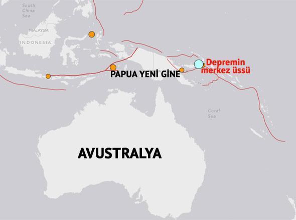 Papua Yeni Ginede 7,4 büyüklüğünde deprem
