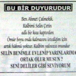 Gazete ilanıyla evlenme teklifi - Son Dakika Haber