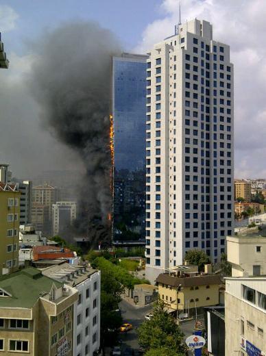 Istanbul tower goes up in flames