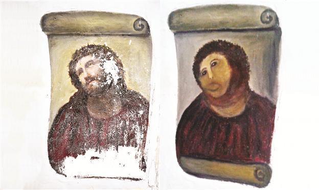 Hundreds view restored Christ painting in Spain