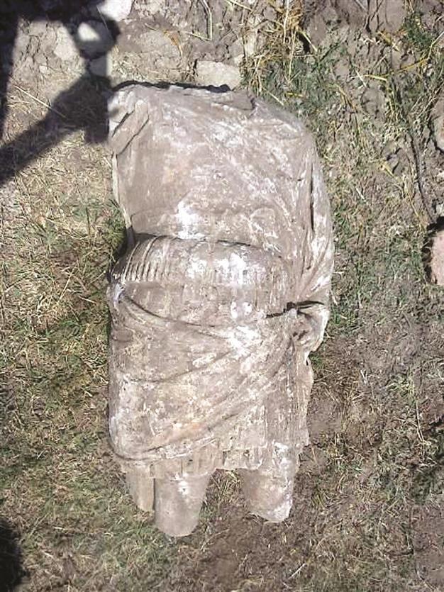 A damaged Roman sculpture discovered