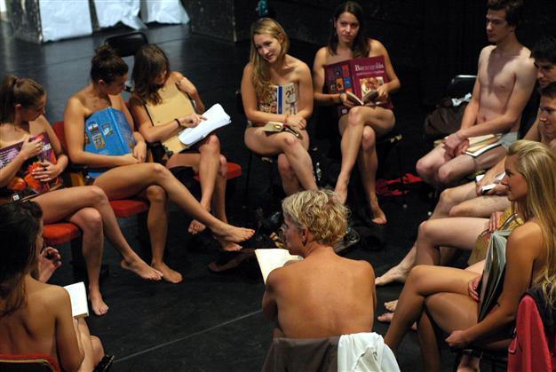 University students in Hungary hold naked protest