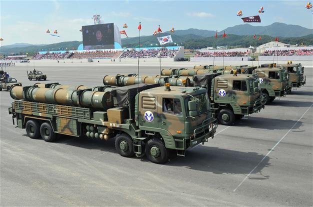 South Korea puts on show new missiles designed to hit North