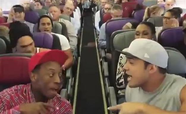 Cast of the Lion King musical performs on a plane