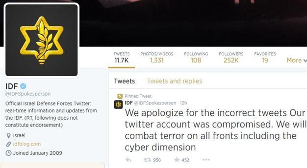 Hackers take over Israel army Twitter account