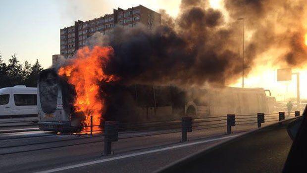 IN PICTURES: Metrobus catches fire on busy Istanbul road