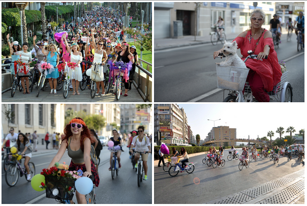 Hundreds of women cycle to support green transportation