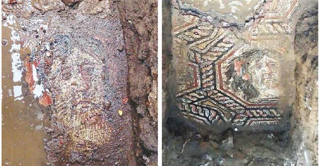 Roman-era floor mosaic paved over with asphalt in Turkeys İznik