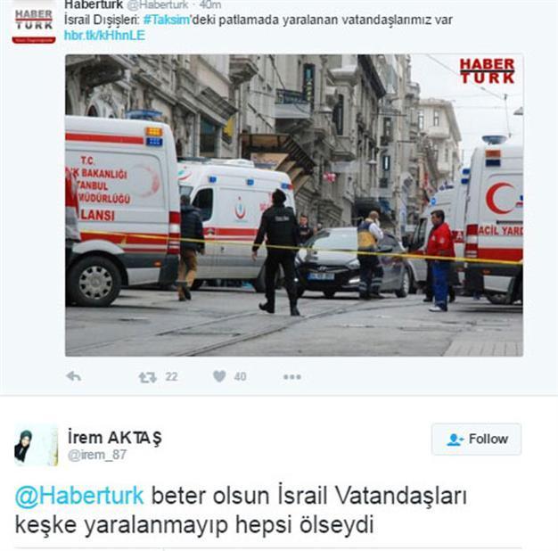 AKP probes member for wishing Israelis injured in Istanbul attack had died