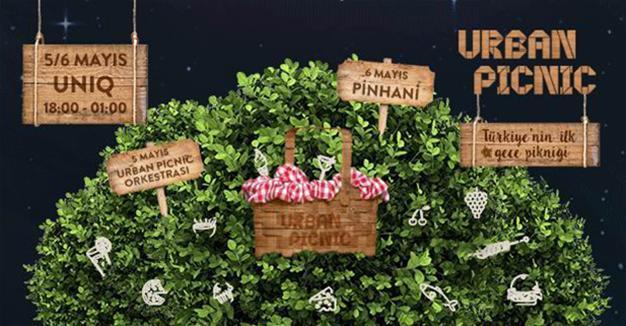 Urban picnic under moonlight