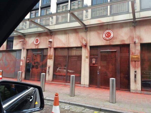 Turkish Embassy in Belgium comes under paint attack