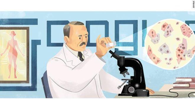 Google Doodle του Γεωργίου Παπανικολάου, που εφηύρε το τεστ Παπ